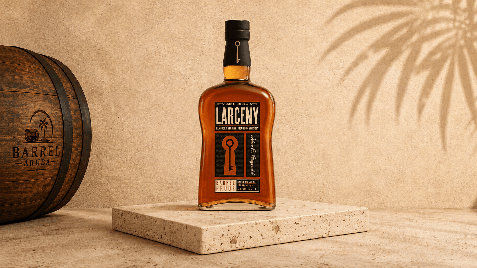 Larceny Barrel Proof bourbon bottle available in Aruba